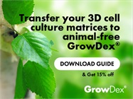 Transfer your 3D cell culture matrices to animal-free GrowDex® - Download guide and get 15% off